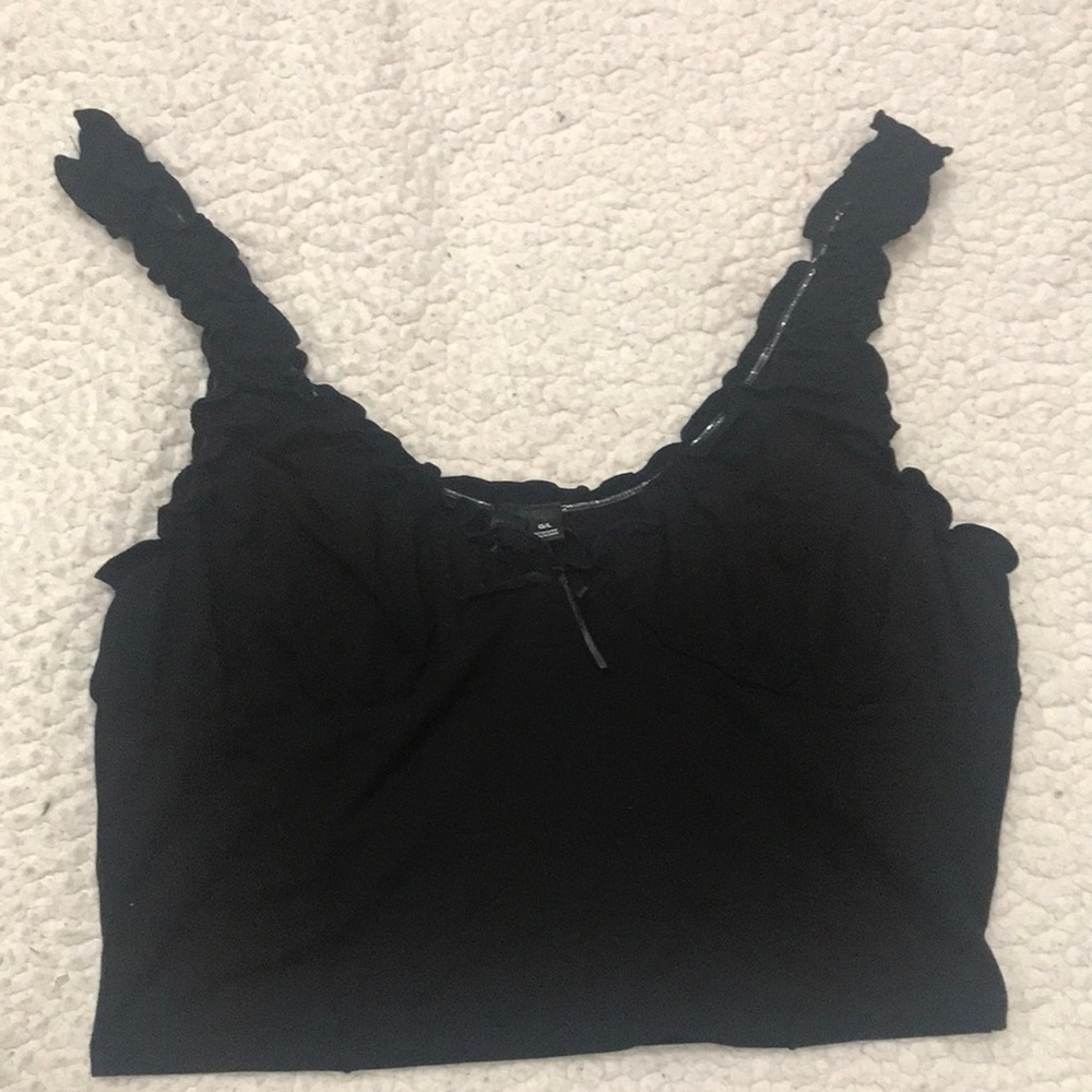 Black Ruffled Tank Top - Women